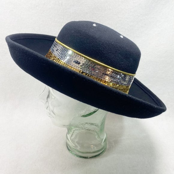 Vintage Sonni San Francisco Black Wool Wide Brim Bowler Hat main image 9